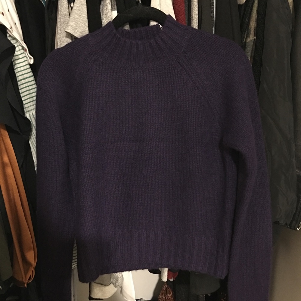 NWT VINCE plum 100% cashmere cropped sweater SZ S